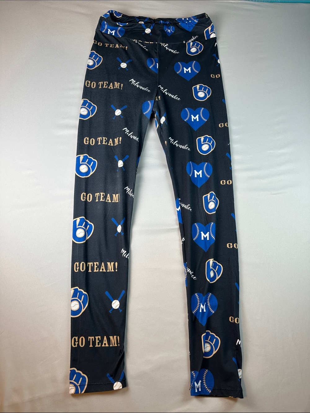 Women’s Milwaukee Brewers Leggings Black Blue Print High Rise One Size Fits All